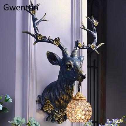 Applique murale décorative Lucky Deer en résine et bois — LZ4X9T2