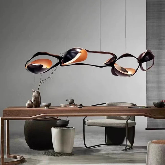 Lustre design noir et cuivré moderne