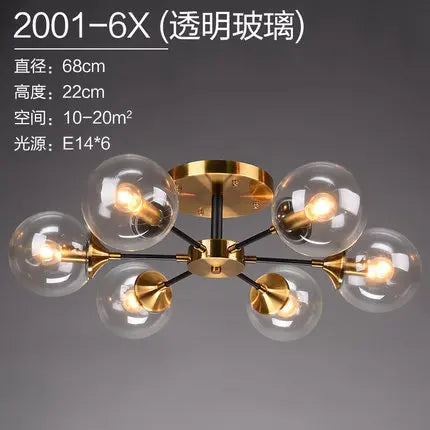 Lustre boule en verre transparent et gris fumé design LED — LZ4X9T1