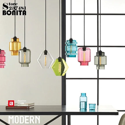 Lustre suspendu en verre transparent au design moderne et élégant — LZ4X9J