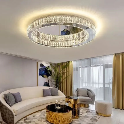 Plafonnier LED ronde en cristal pour chambre à coucher salon Foyer salle à manger moderne luxe en acier inoxydable plafonnier en cristal