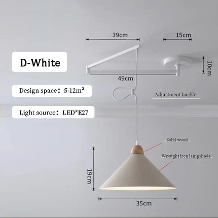Lustres à bascule de Table à manger modernes LED peuvent être déplacés lampes à long poteau nordique Simple télescopique pliant lustre à bras Long