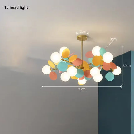 Lustre suspension moderne en verre design raisin doré — LZ4X9T