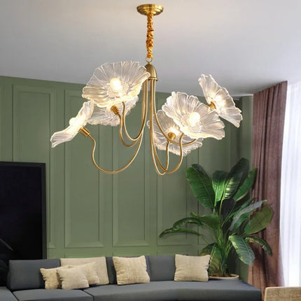 Lustre moderne en verre design fleur de lotus lumineux — LZ4X9P2
