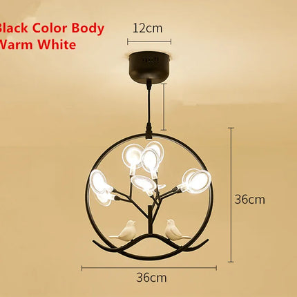 Lustre suspension cage à oiseaux design nordique branche d'arbre — LZ4M9Q1