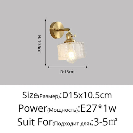 Applique murale nordique en cuivre avec abat-jour en verre LED — LZ4X9T2