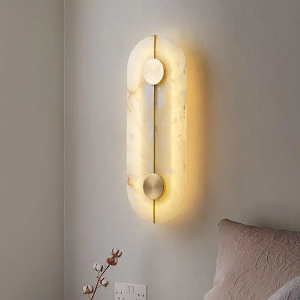Applique murale LED ronde en marbre avec finition cuivre doré — LZ4XJ9
