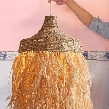 Suspension en rotin tissée main au style naturel wabi sabi — LZ4P9XQ