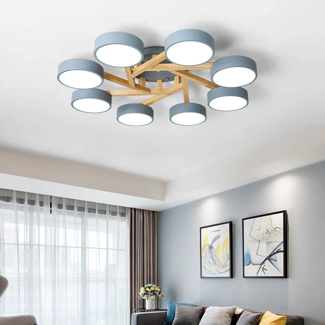 Lustre LED suspension style nordique en bois massif — LZ4X9P