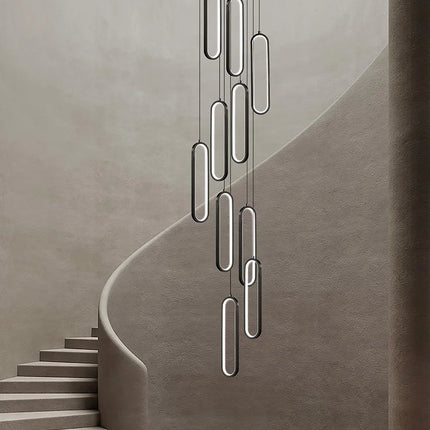 Lustre ovale LED minimaliste pour duplex et penthouse hôtelier — LZ4Q9X2