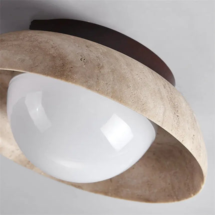 Plafonnier rond en travertin jaune naturel style nordique — LZ4X9JQ