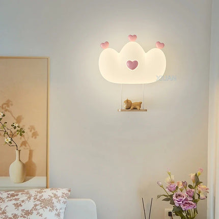 Applique murale forme couronne rose veilleuse pour filles — LZ4X9P2