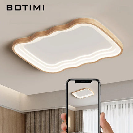 Plafonnier LED rectangulaire en bois naturel — LZ4D7Q2