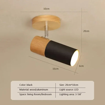 Plafonnier LED rotatif multi-têtes en bois style nordique décoratif — LZ4X9J