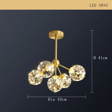 Lustre minimaliste en cuivre avec abat-jour étoile LED — LZ4X9T2