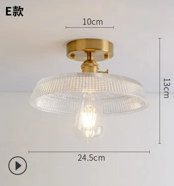 Plafonnier japonais moderne en verre sculpté au style rétro élégant — LZ7FQ2