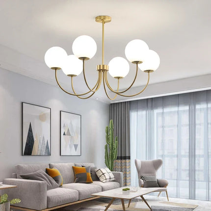 Lustre suspendu moderne en verre avec structure métallique — LZ4X9P7
