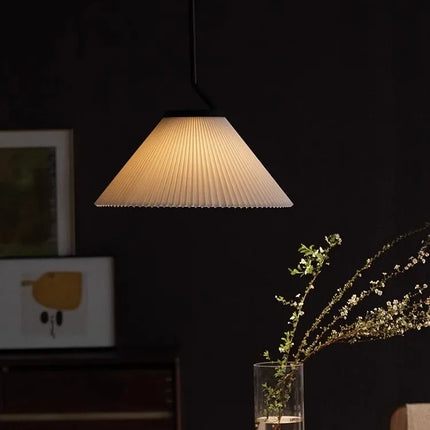 Nordique Plissé Crème PENDENTIF LED Lumière Pour Salon Cuisine Restaurant Lustre Loft Suspension Lustre Décoration de La Maison