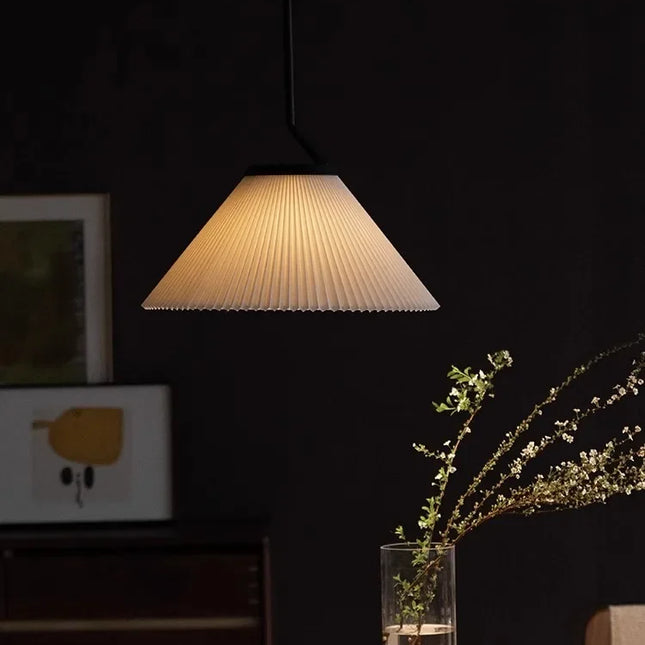 Nordique Plissé Crème PENDENTIF LED Lumière Pour Salon Cuisine Restaurant Lustre Loft Suspension Lustre Décoration de La Maison