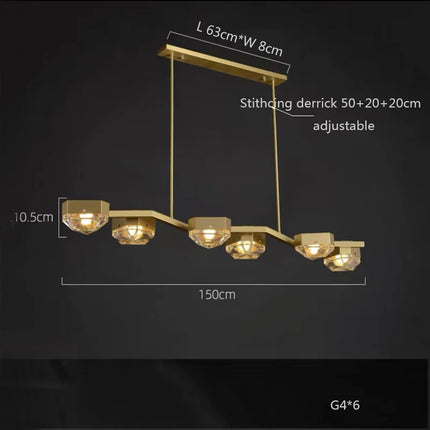 suspension led décorative en cuivre avec luminaire réglable