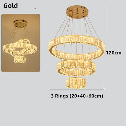 Lustre moderne en cristal avec anneaux réglables pour intérieur — LZ4X9P2