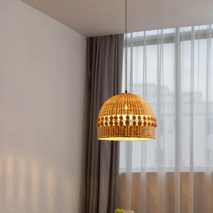 Suspension en bambou tissé style zen wabi-sabi décorative — LZ4X9P