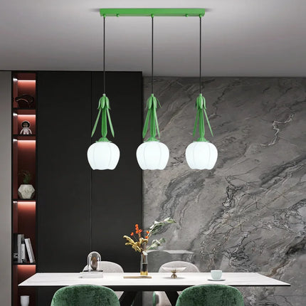 Lustre Art déco en verre avec suspension et abat-jour floral — LZ4X9P