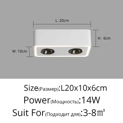 Spot carré LED anti-éblouissement à montage en surface — LZ4G7X