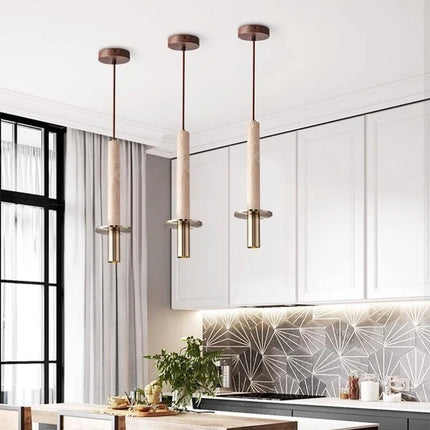 Suspension cylindrique en marbre et métal doré pour intérieur moderne — LZ4X9T2