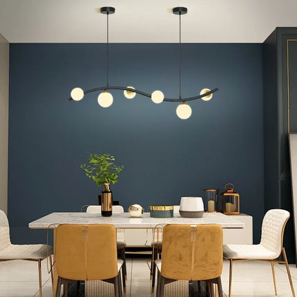 Lustre suspension en verre noir style nordique pour bar et restaurant — LZ4X9J