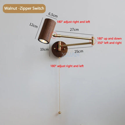 Applique murale Wabi-Sabi à bras long pivotant avec interrupteur — LZ4XJ9