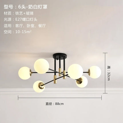 Lustre suspension nordique moderne à boules de verre LED — LZ4X9P