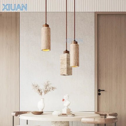 Lustre LED en pierre naturelle style wabi-sabi — LZ4X9T2