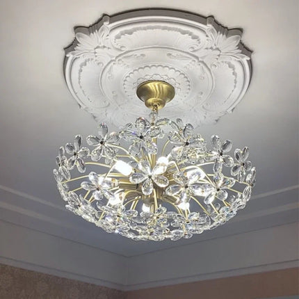 Lustre plafond rétro fleur en cristal LED luxe — LZ4X9T1