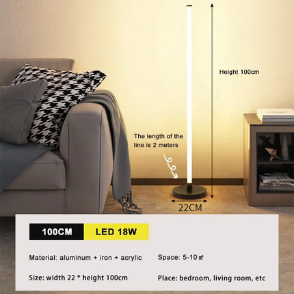 Lampadaire LED vertical moderne à bande lumineuse pour chambre et salon — LZ4X9P