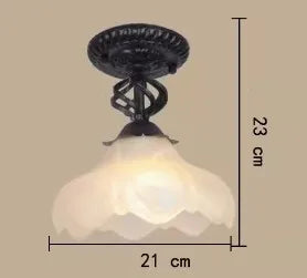 Lustre suspension rétro industriel en fer et verre — LZ4X9P2
