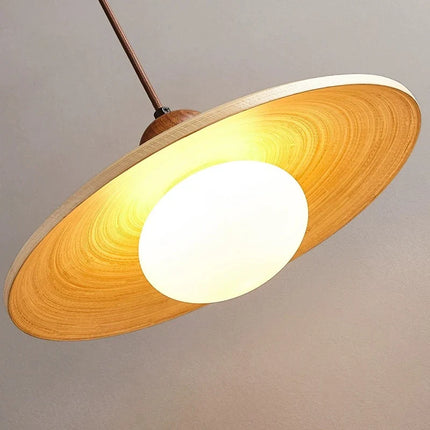 Suspension LED rétro en bois style japonais — LZ7D9Q