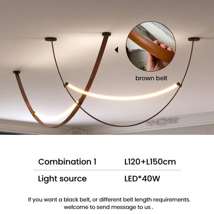 Suspension LED design avec ceinture en cuir pour luminaire décoratif — LZ4P9X