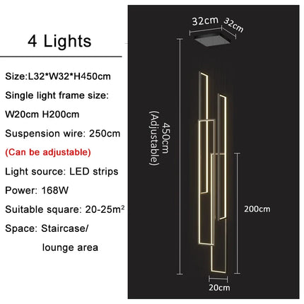 Lustre LED rectangulaire grand modèle finition or noir pour intérieur — LZ4P9XJ