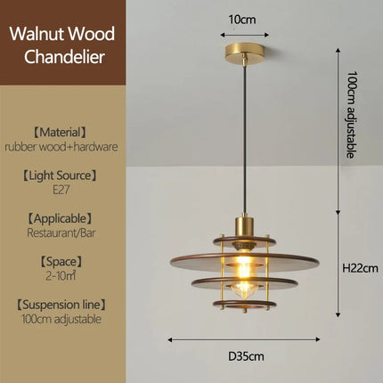 Lustre en bois massif forme soucoupe volante rétro pour bar — LZ4X9T2
