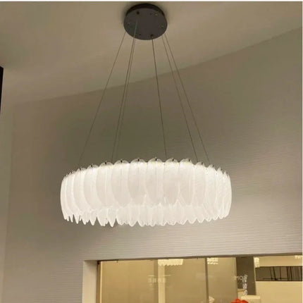 Lustre nordique en verre cristal et plumes décoratif d’intérieur — LZ4X9P2Q