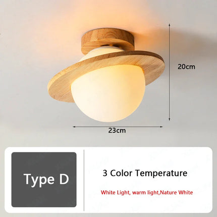 Plafonnier LED en bois nordique avec 3 températures de couleur pour couloir et entrée — LZ4P9XQ
