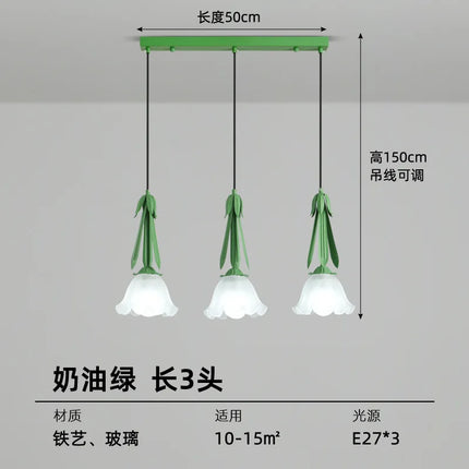 Lustre suspension LED à 3 têtes en verre blanc laiteux — LZ4X9J