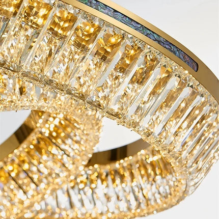 Lustre intérieur en cristal et cuivre à trois couches — LZ4X9P2