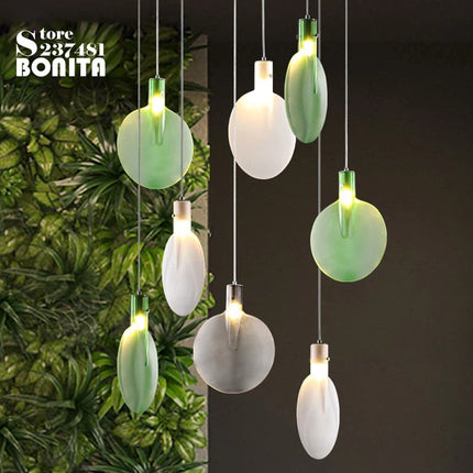Suspension en verre avec abat-jour raquette de tennis design lumineux — LZ4X9P