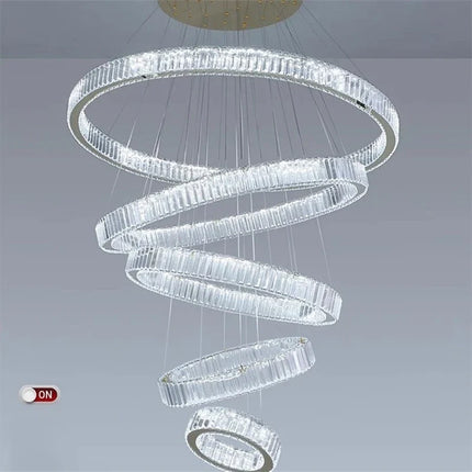 Lustre moderne en cristal avec anneaux réglables pour intérieur — LZ4X9P2