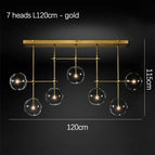 7 têtes dorées L120cm / Lumière froide