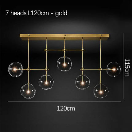 Suspension boule de verre LED design nordique noir et or pour salon — LZ4X9P2