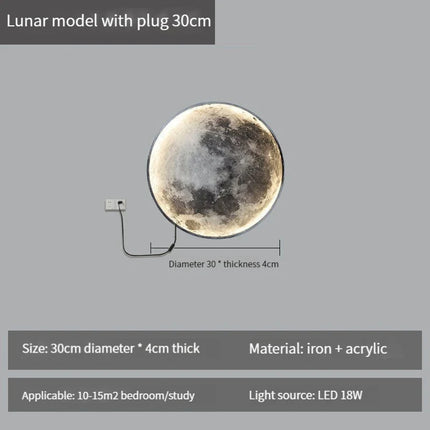applique murale lune moderne avec intensité variable et télécommande led