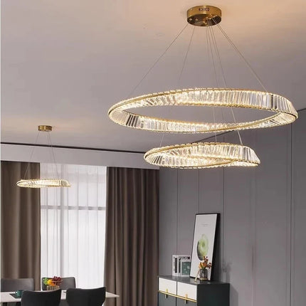 Lustre LED dimmable luxe en cristal K9 anneau irrégulier doré — LZ4X9P